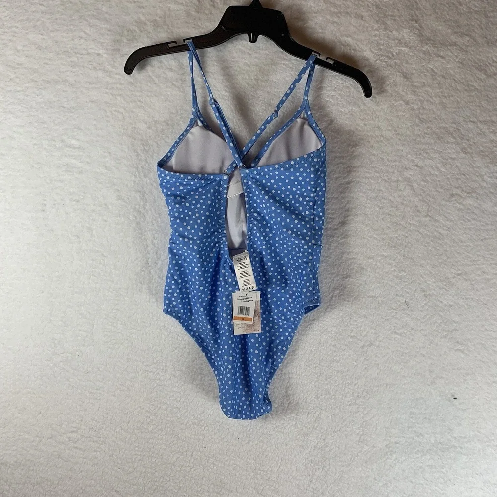 Jessica Simpson Blue &‎ White Polka Dot One Piece Swimsuit Size Womens Small NWT